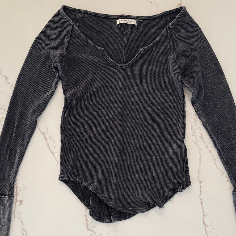 We The Free Charcoal Long Sleeve Top